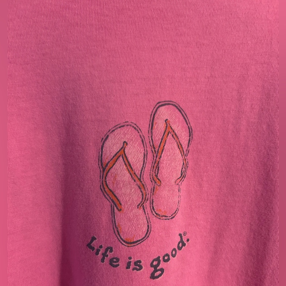 Life Is Good Women’s Short Sleeve T-Shirt Crew Neck XXL “Flip Flops” Pink